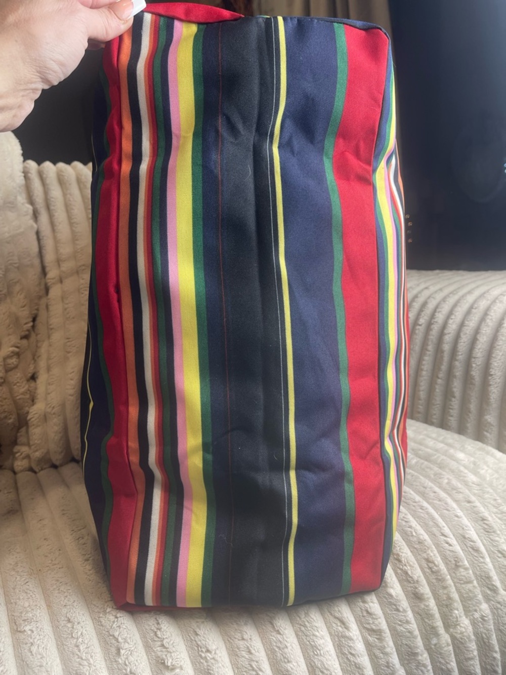 Joann Marie Designs Boutique Multicolor Striped Travel Tote with Brown Handle - Picture 4 of 6